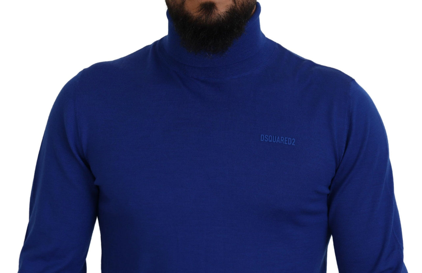 Suéter de cuello alto y manga larga con estampado de logotipo azul de Dsquared²