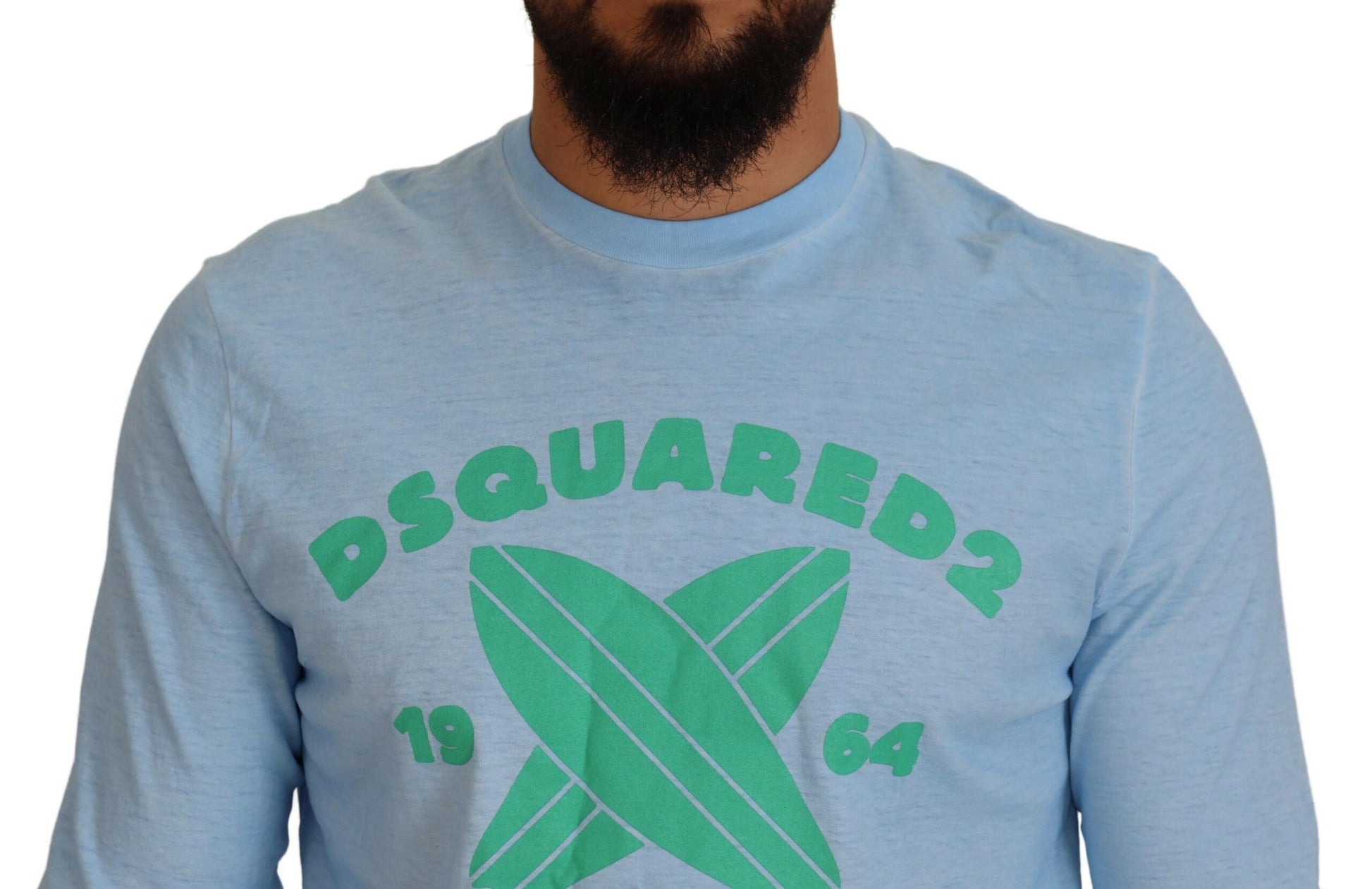 Suéter de hombre de manga larga con estampado azul claro de Dsquared²