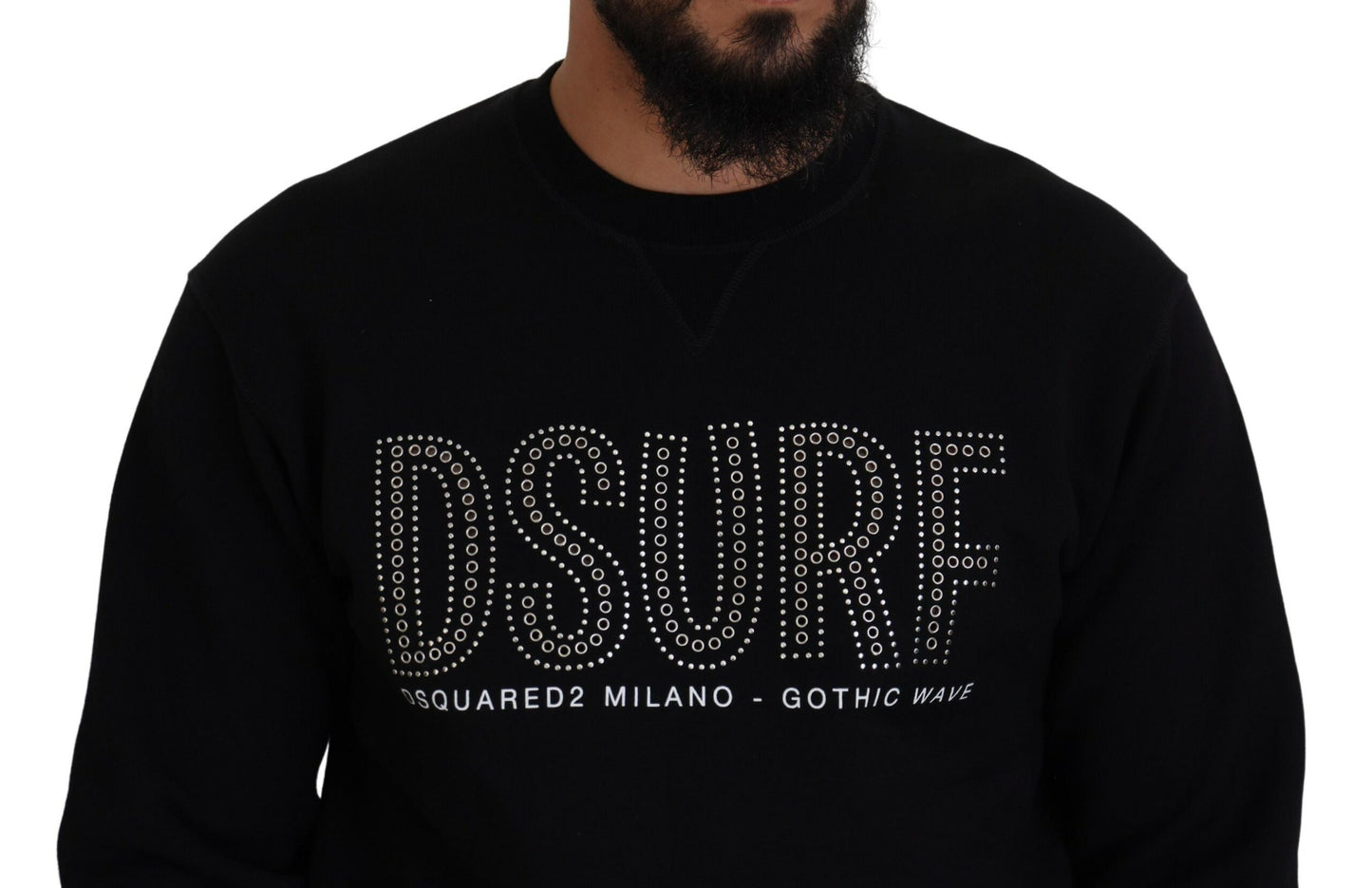 Suéter de manga larga estampado en algodón negro de Dsquared²