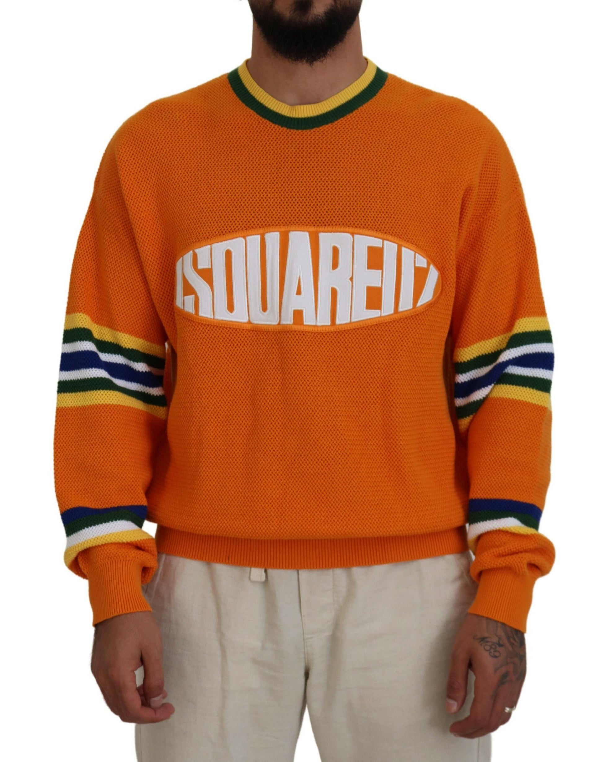 Suéter de hombre de manga larga con estampado naranja de Dsquared²