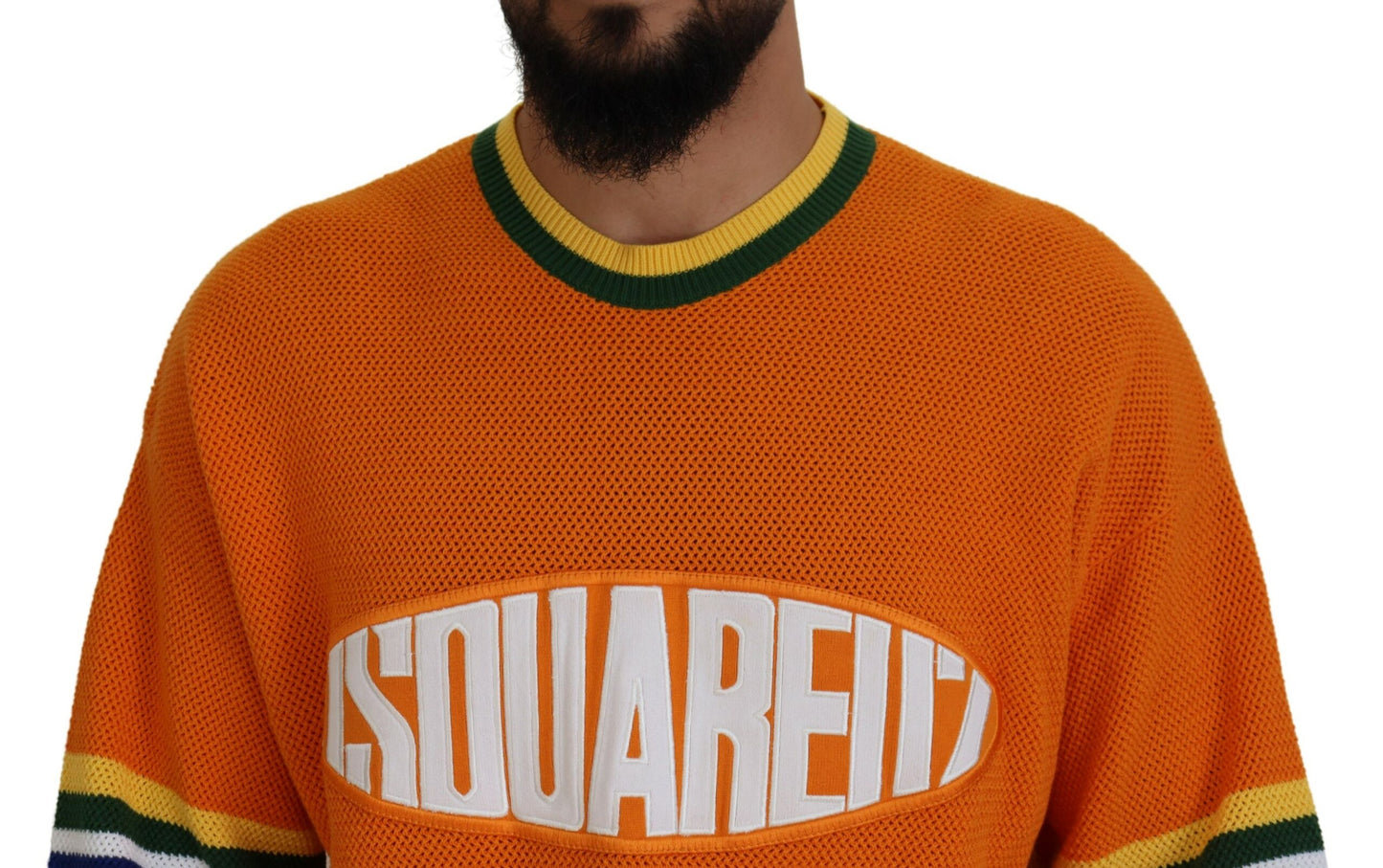 Suéter de hombre de manga larga con estampado naranja de Dsquared²