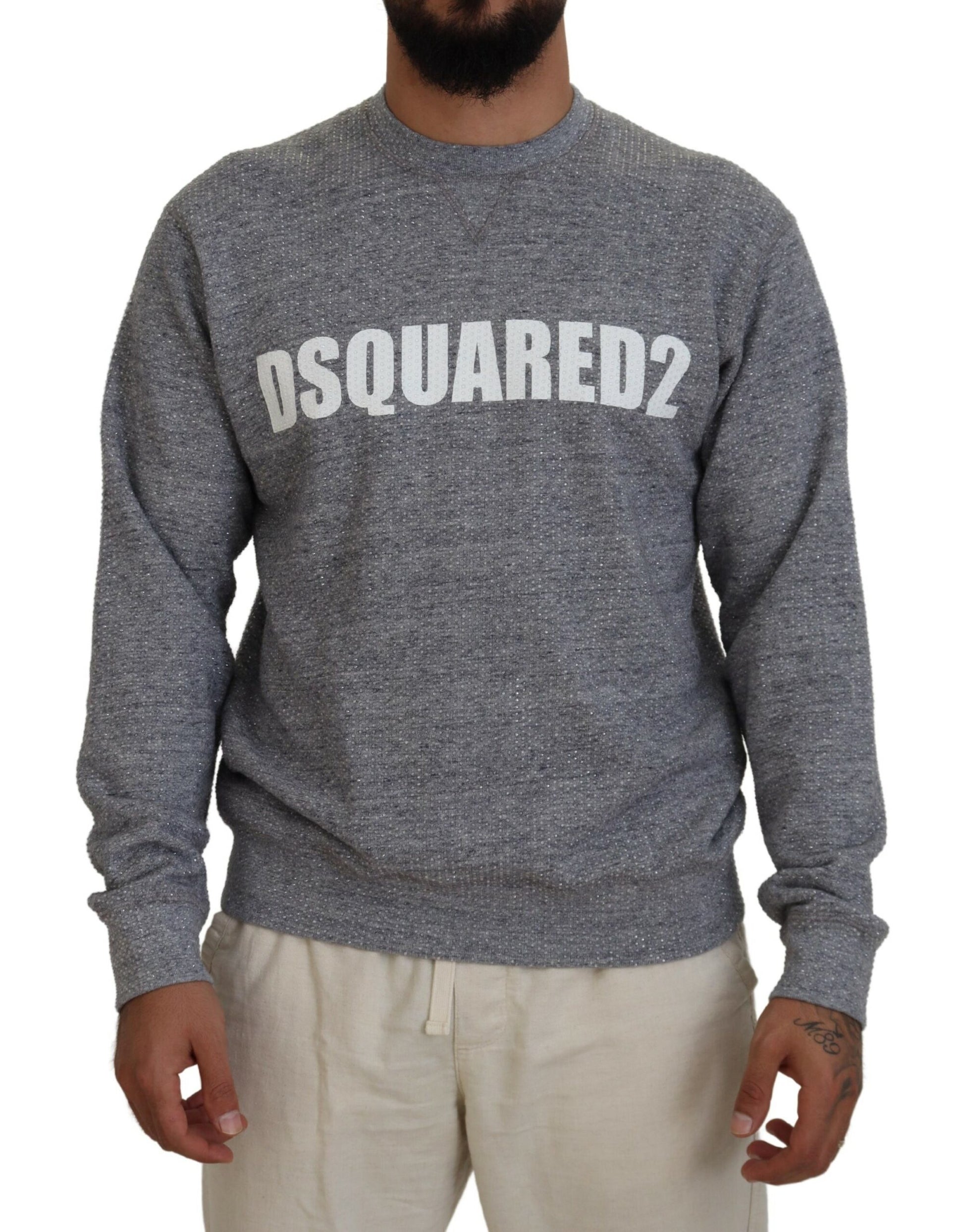 Suéter tipo jersey con adornos de cristales en color gris para hombre de Dsquared²