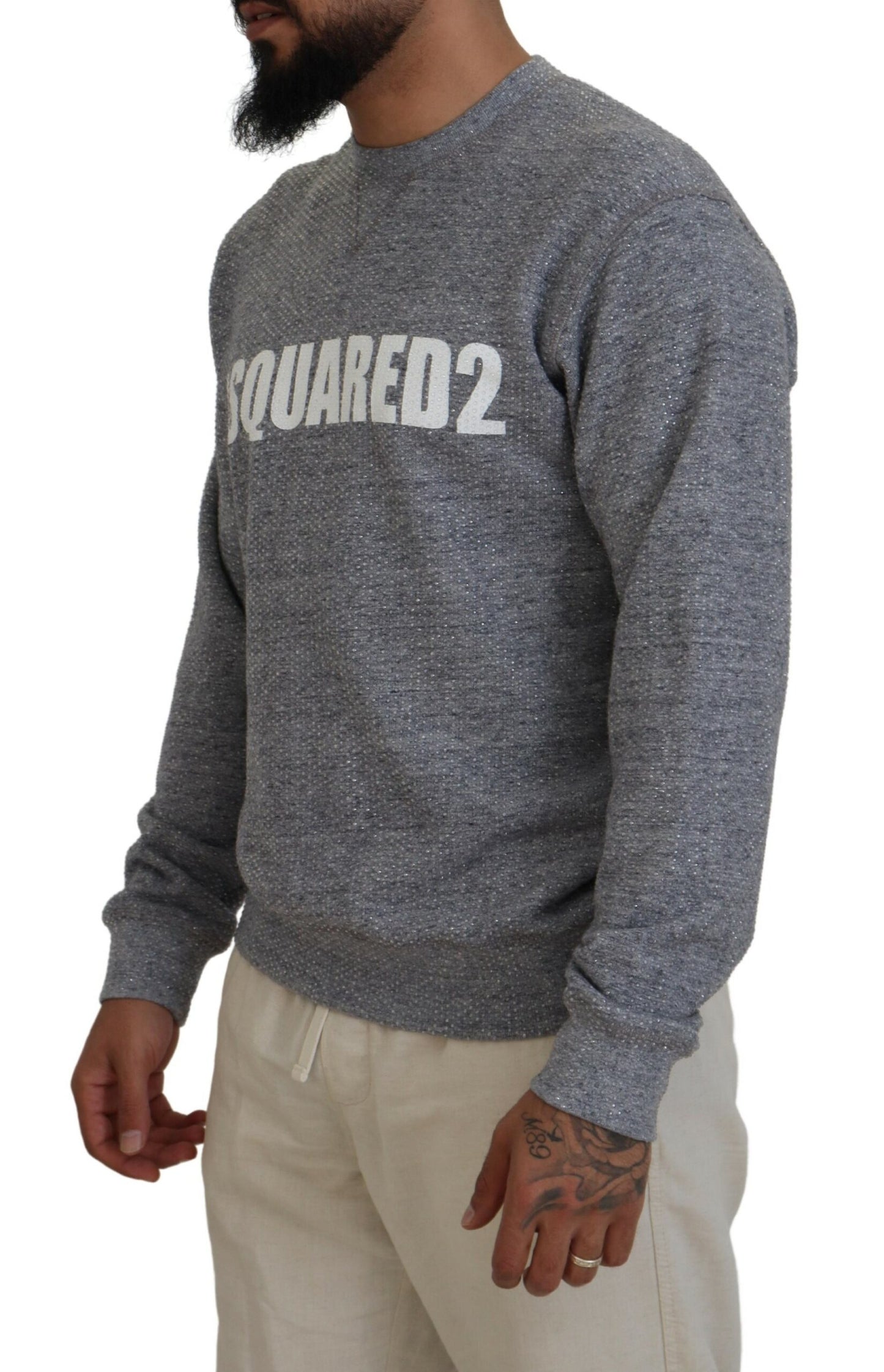 Suéter tipo jersey con adornos de cristales en color gris para hombre de Dsquared²