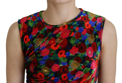 Vestido largo ajustado con frunces y estampado floral multicolor de Dsquared²