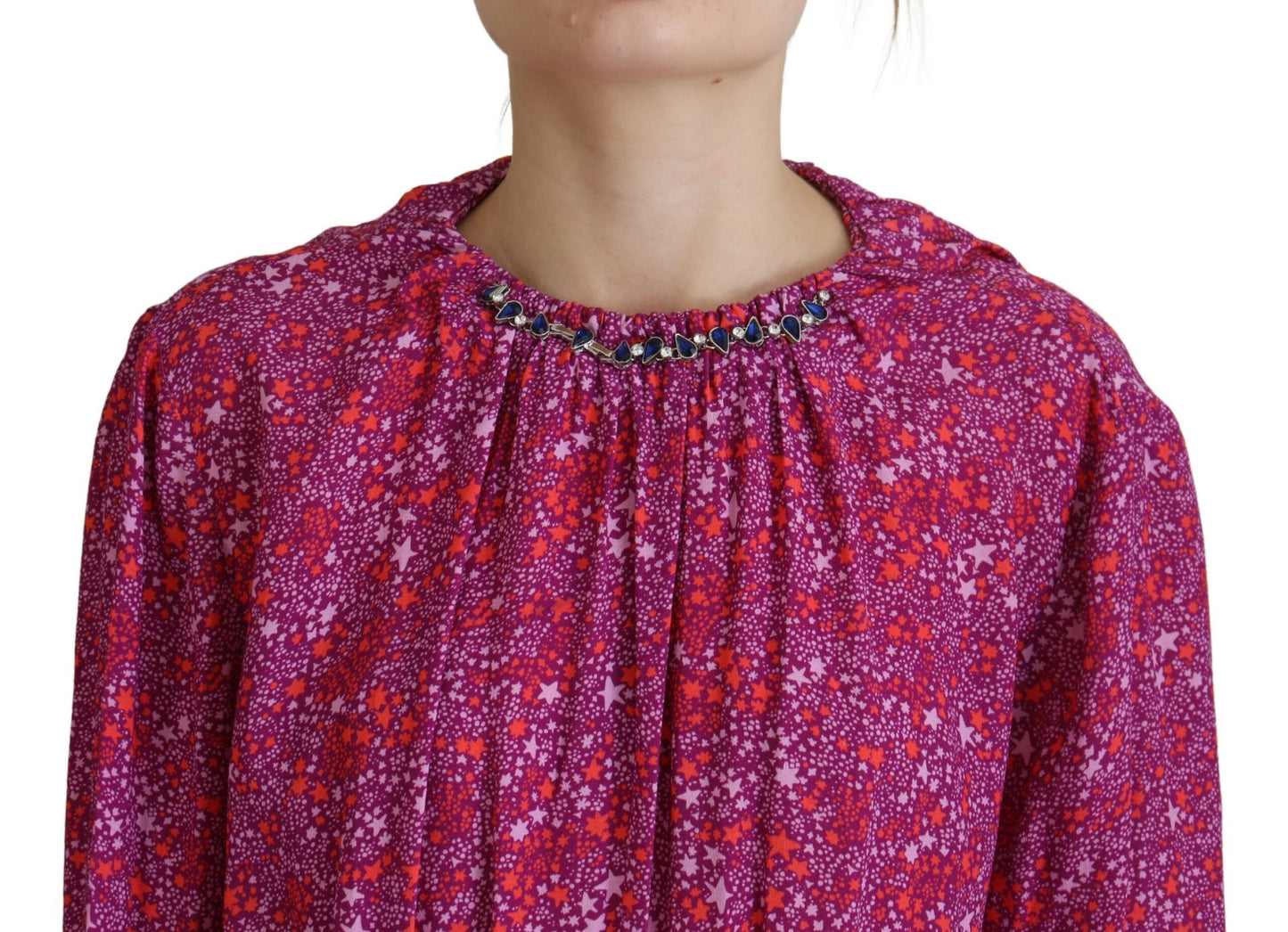 Vestido de manga larga con adornos de estrellas fucsia de Dsquared²