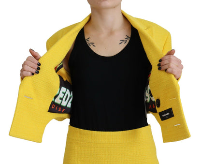 Conjunto de minitraje cruzado con falda y blazer en amarillo de Dsquared²