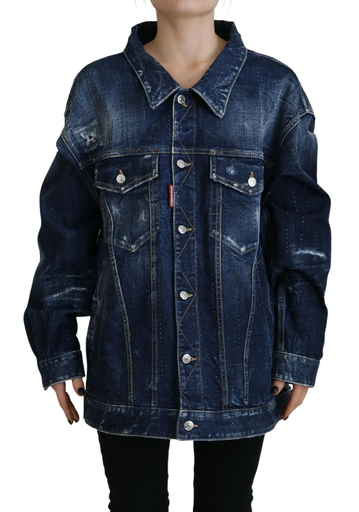 Chaqueta vaquera con cuello desgastado azul de Dsquared²