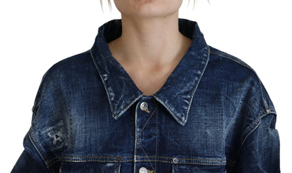 Chaqueta vaquera con cuello desgastado azul de Dsquared²