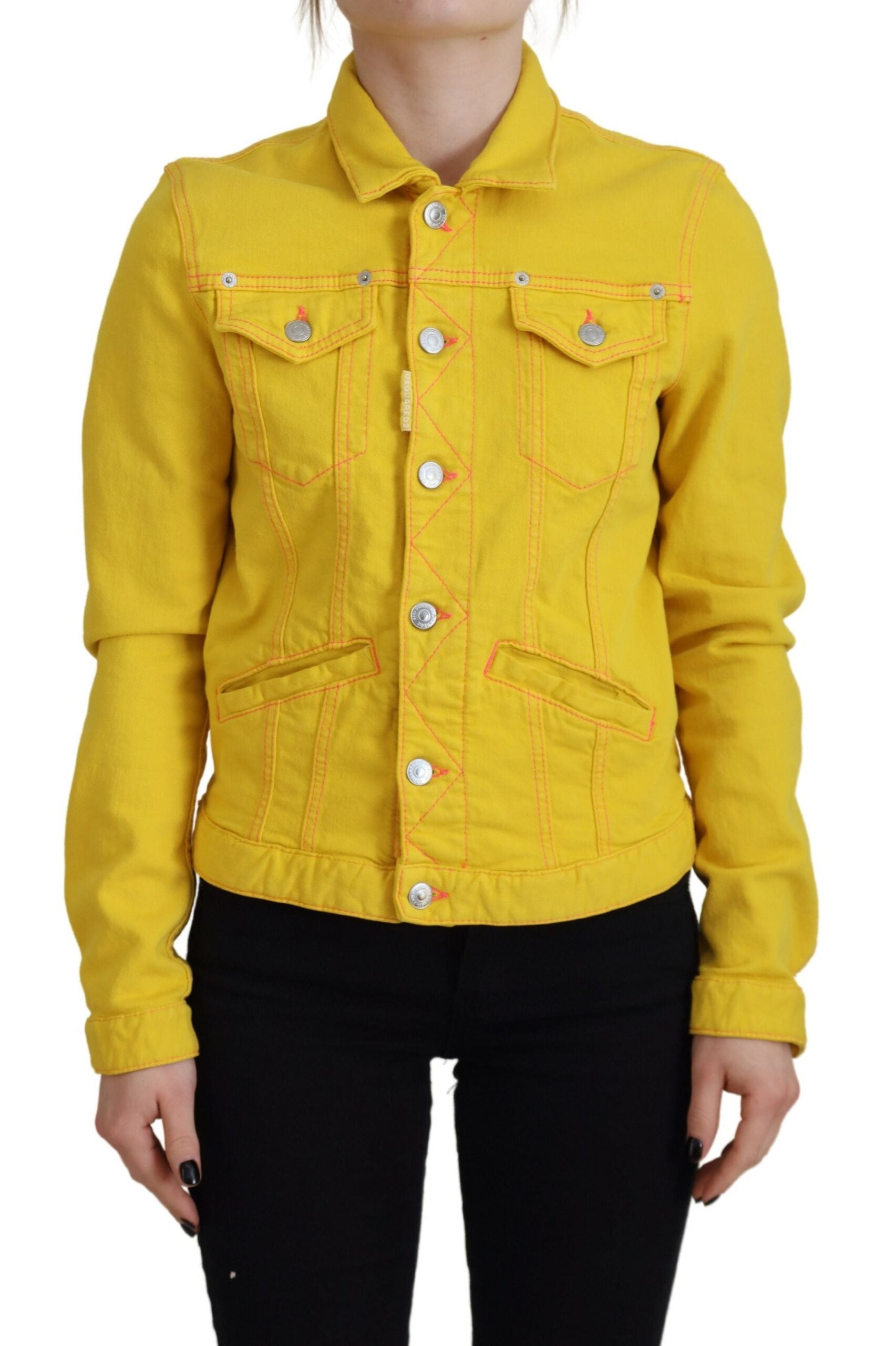 Chaqueta vaquera de manga larga con cuello amarillo de Dsquared²