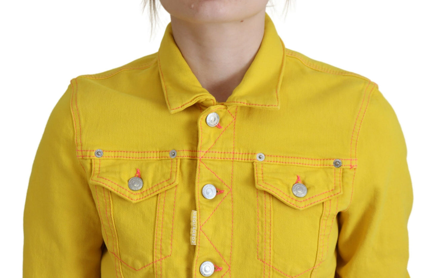 Chaqueta vaquera de manga larga con cuello amarillo de Dsquared²