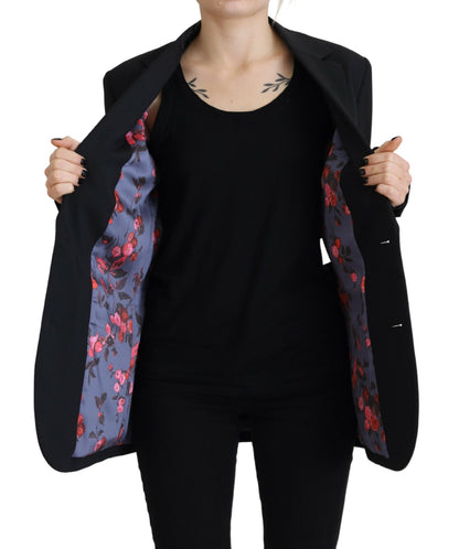 Blazer de botonadura sencilla con estampado floral en color negro de Dsquared²