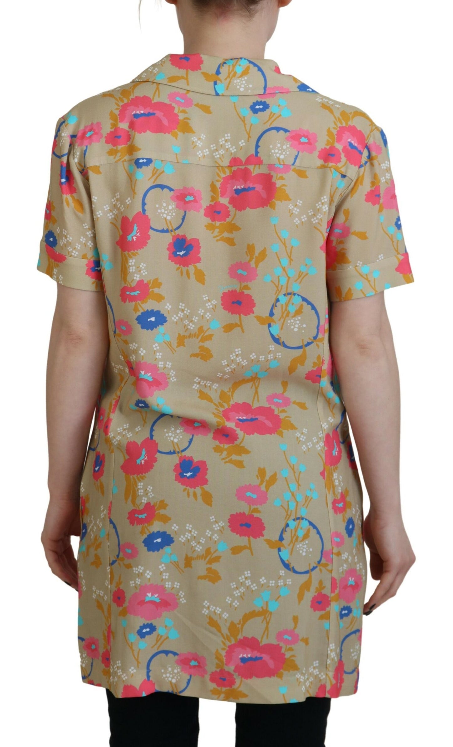 Blusa larga con botones en el frente y cuello con estampado multicolor de Dsquared²