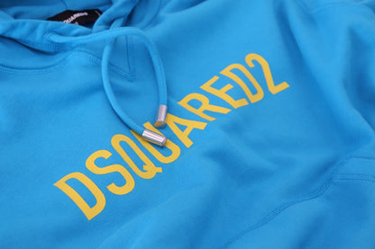 Sudadera con capucha y estampado de logotipo azul de algodón de Dsquared²