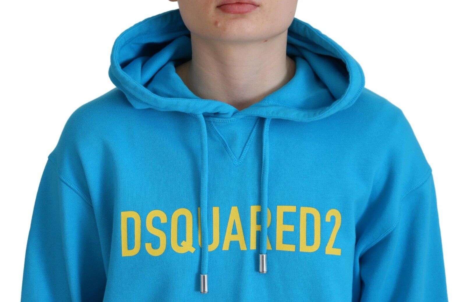 Sudadera con capucha y estampado de logotipo azul de algodón de Dsquared²