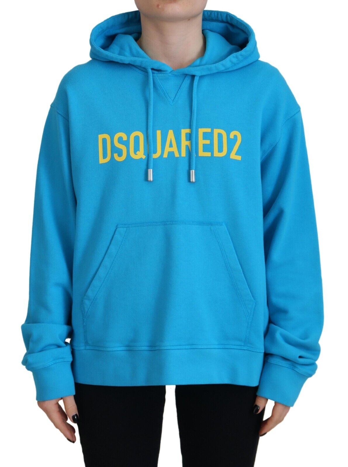 Sudadera con capucha y estampado de logotipo azul de algodón de Dsquared²