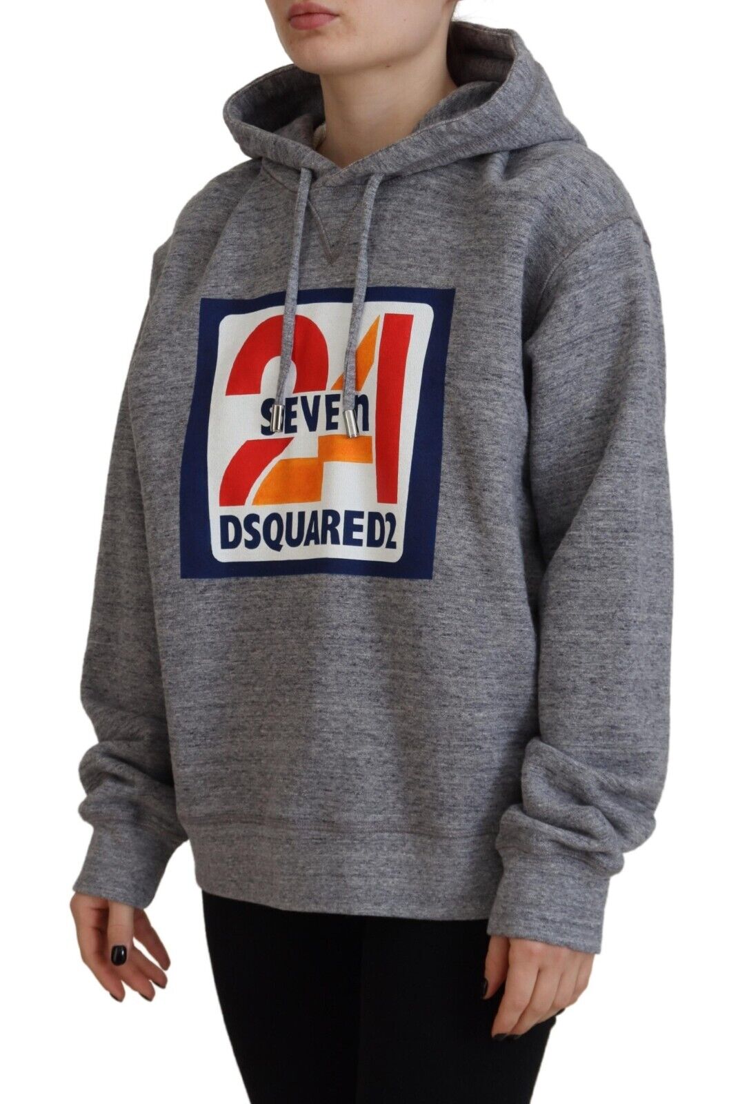 Sudadera con capucha y estampado de logotipo en algodón gris de Dsquared²