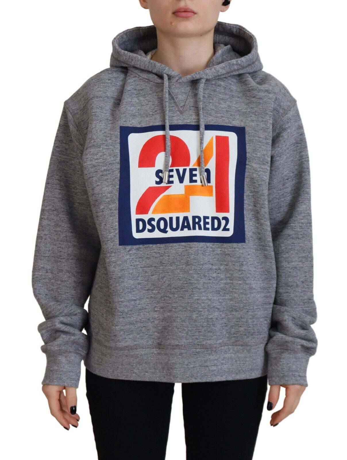 Sudadera con capucha y estampado de logotipo en algodón gris de Dsquared²