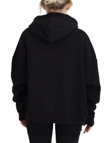 Sudadera con capucha y parche del logotipo en algodón de color negro de Dsquared²