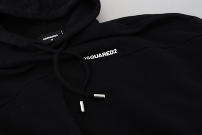 Sudadera con capucha y parche del logotipo en algodón de color negro de Dsquared²