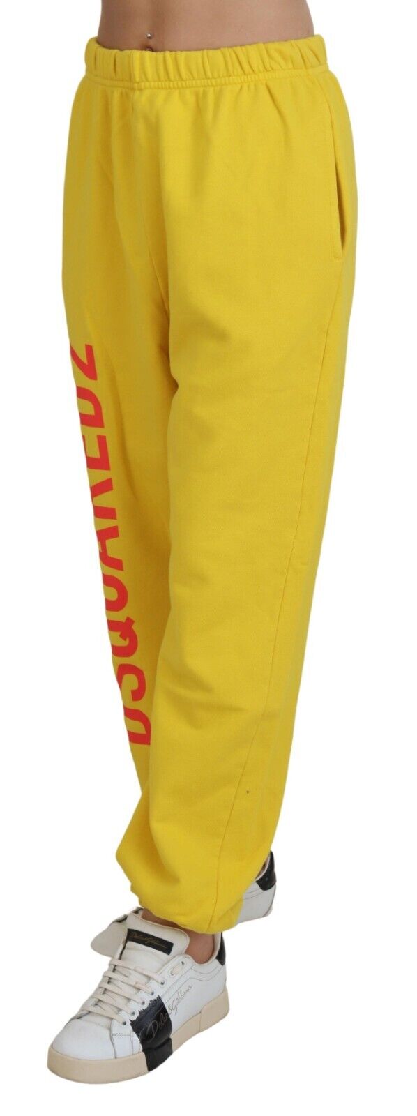 Pantalones deportivos con estampado de logotipo y cintura media en amarillo de Dsquared²