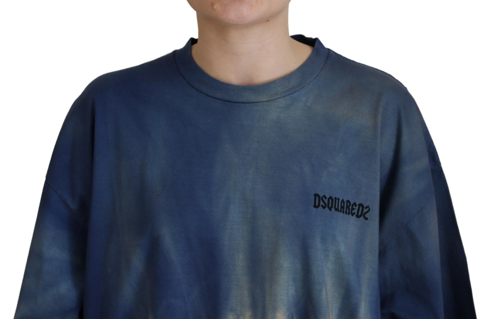 Camiseta de manga corta con efecto tie dye de algodón azul de Dsquared² con encaje