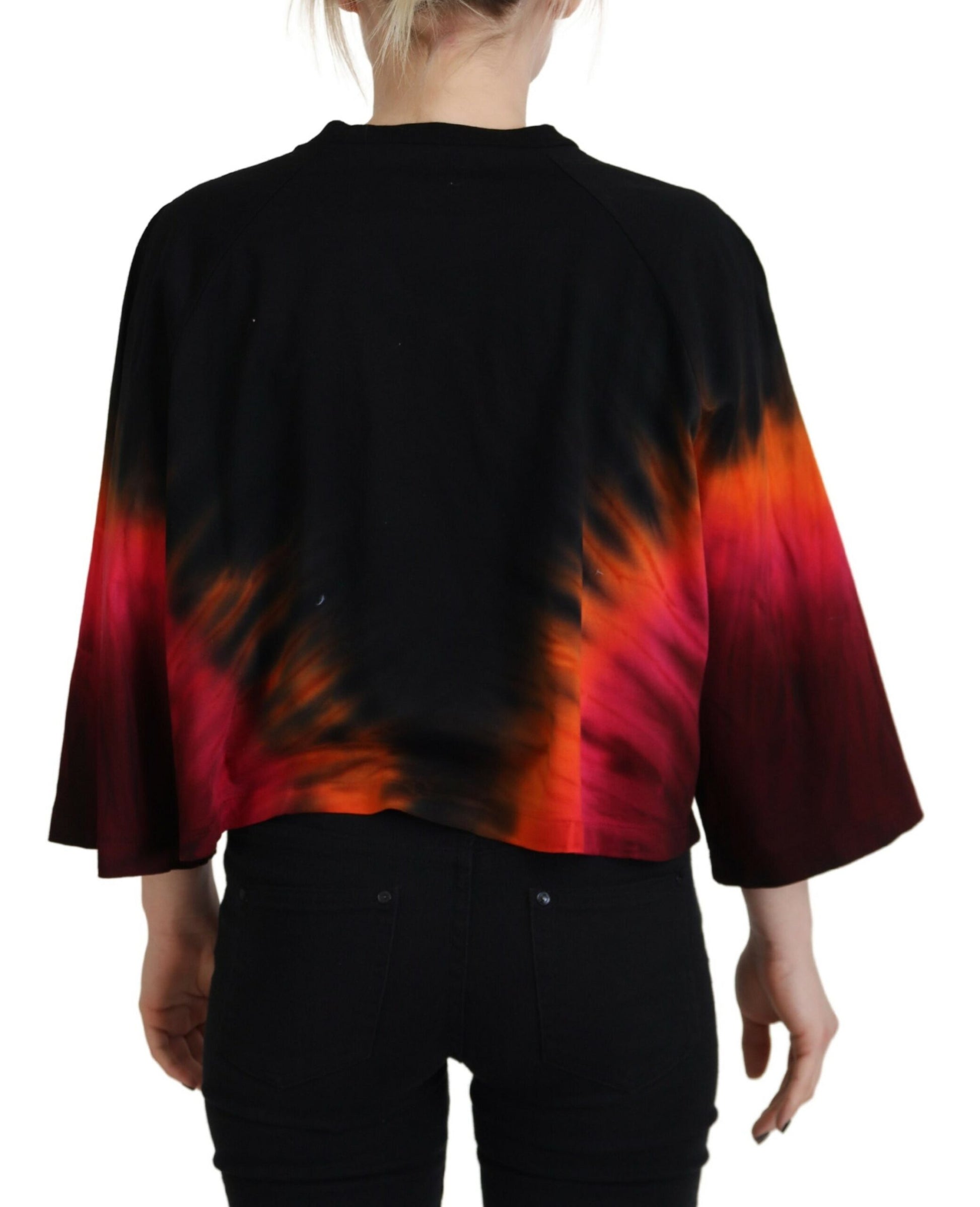 Top casual con cuello redondo y efecto tie dye en algodón negro de Dsquared²