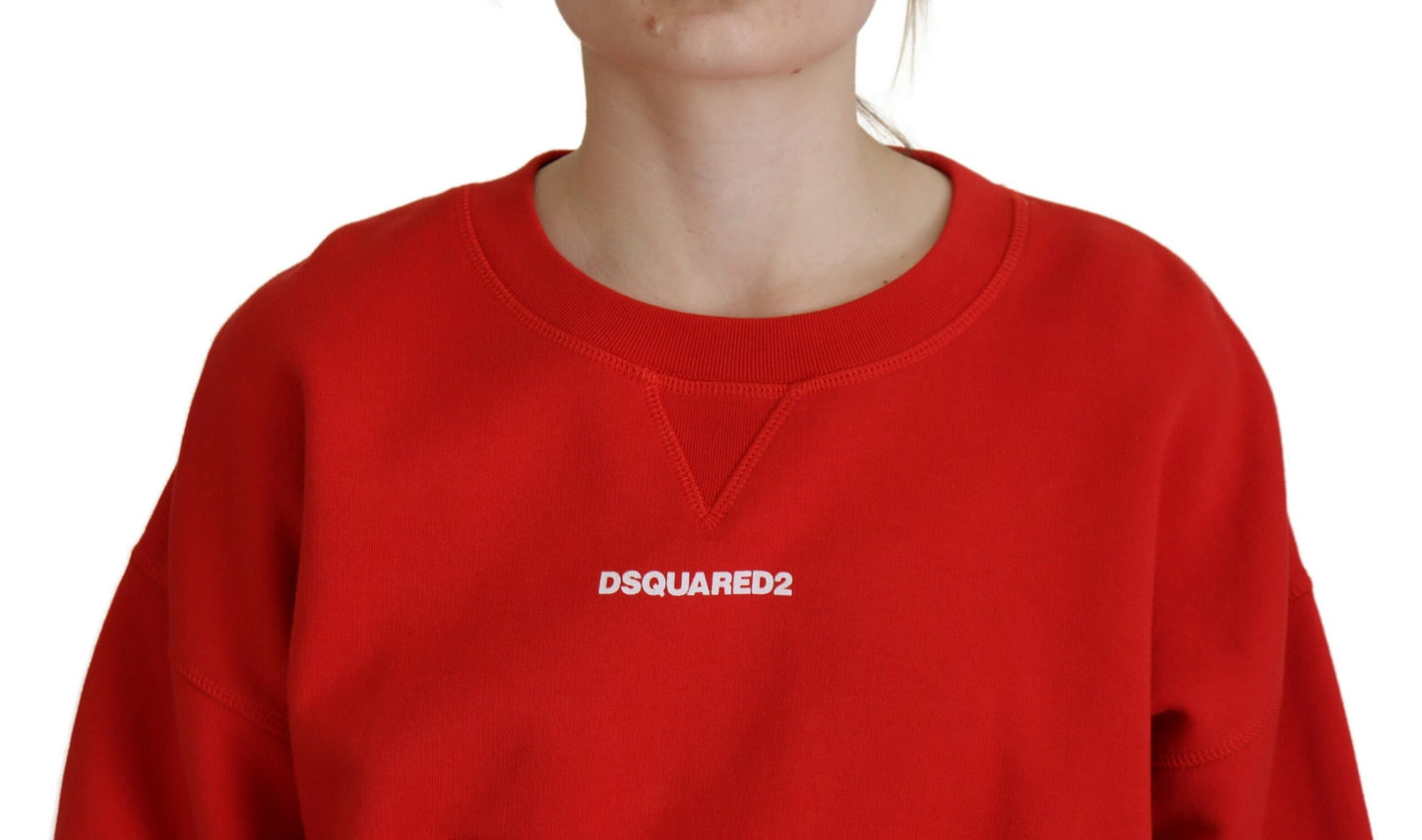 Suéter de manga larga y cuello redondo para mujer con estampado de logotipo rojo de Dsquared²