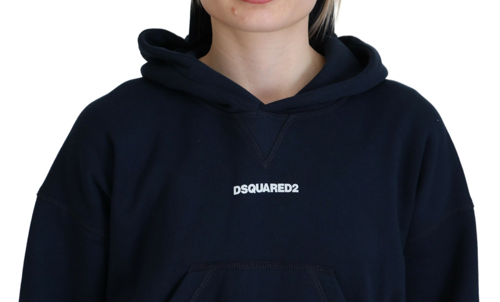 Suéter de manga larga con capucha y estampado del logotipo azul de Dsquared²