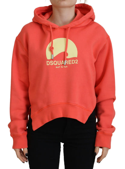 Sudadera con capucha de algodón con estampado del logotipo en color rosa de Dsquared²