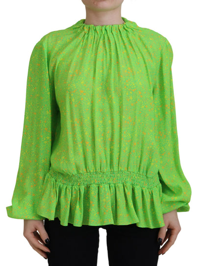 Blusa de viscosa de manga larga con estampado de estrellas verdes de Dsquared²