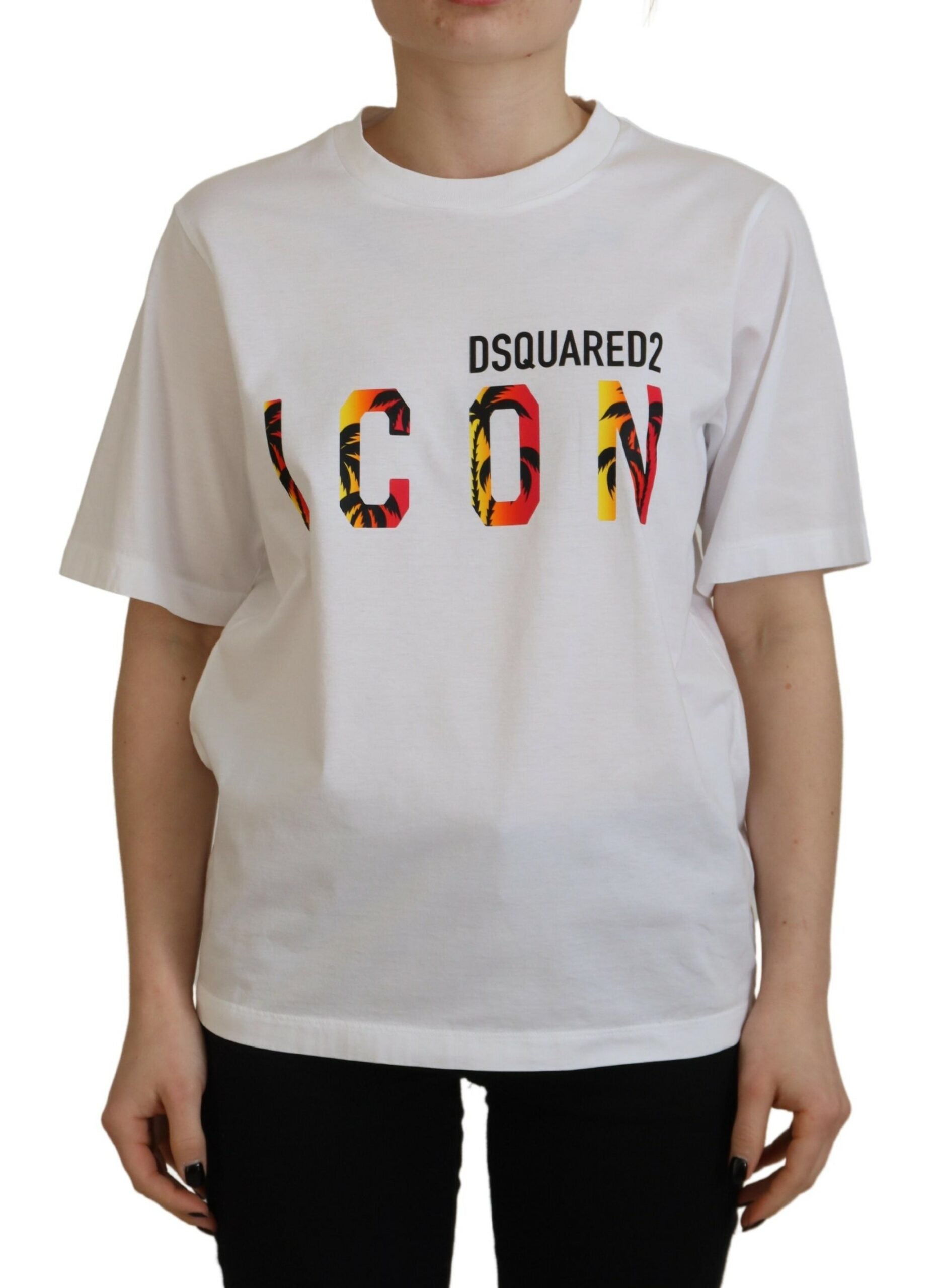 Camiseta de cuello redondo Icon East Tee de algodón blanco brillante de Dsquared²