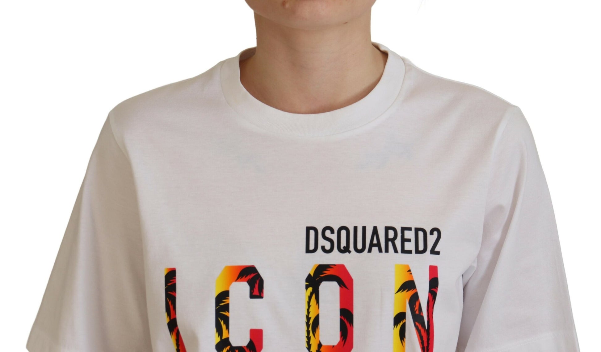 Camiseta de cuello redondo Icon East Tee de algodón blanco brillante de Dsquared²