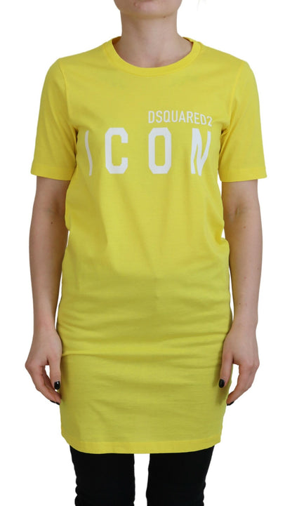 Camiseta con cuello redondo y diseño Icon Renny de algodón brillante en color amarillo de Dsquared²