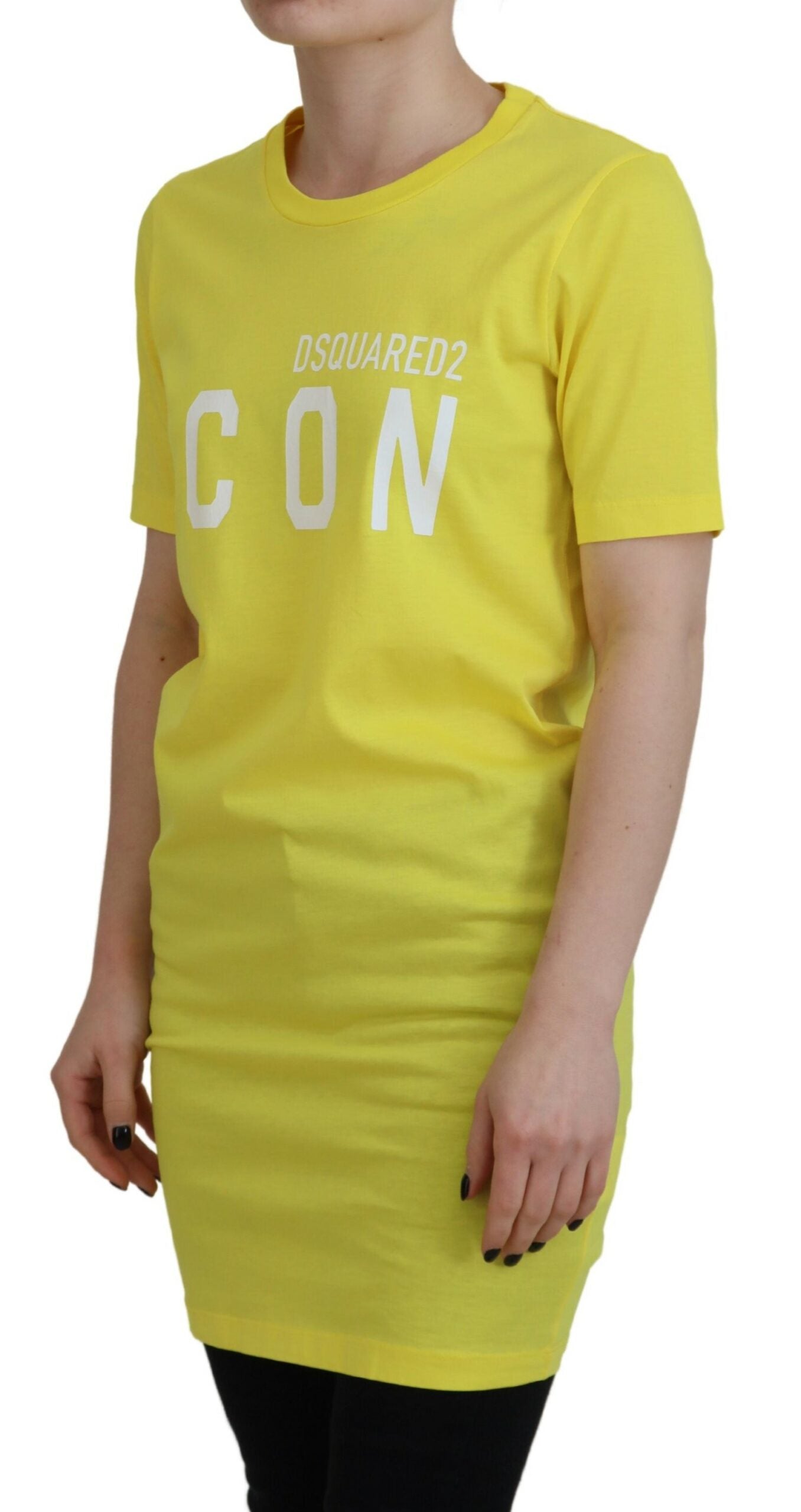 Camiseta con cuello redondo y diseño Icon Renny de algodón brillante en color amarillo de Dsquared²