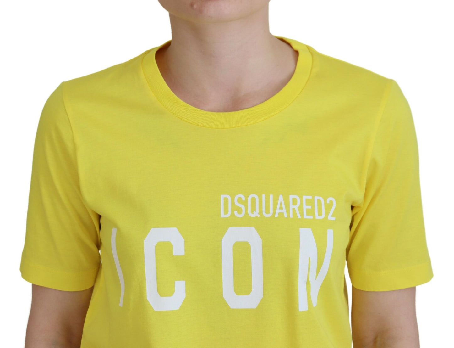 Camiseta con cuello redondo y diseño Icon Renny de algodón brillante en color amarillo de Dsquared²