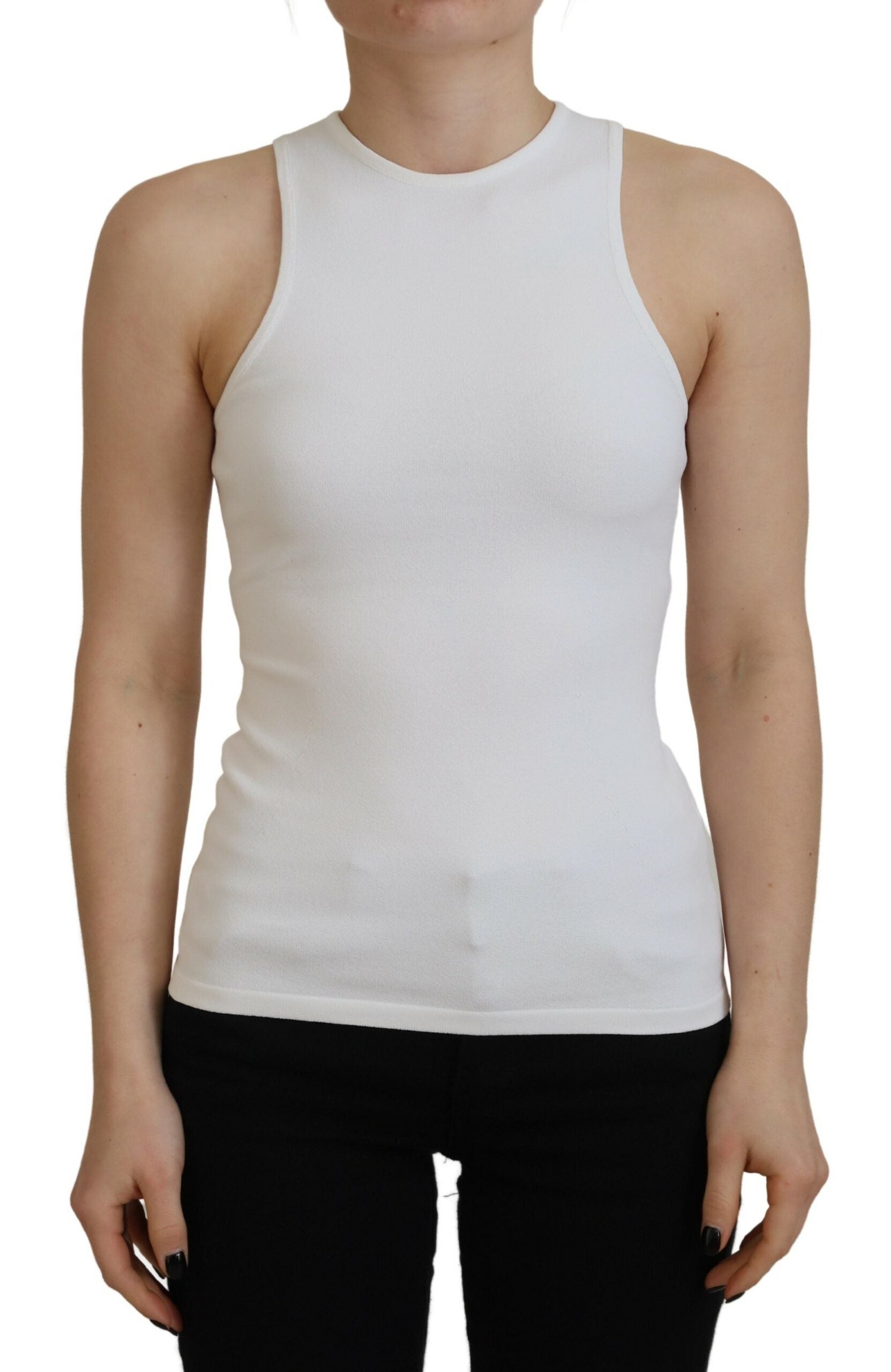 Camiseta sin mangas con cuello redondo de viscosa blanca de Dsquared²