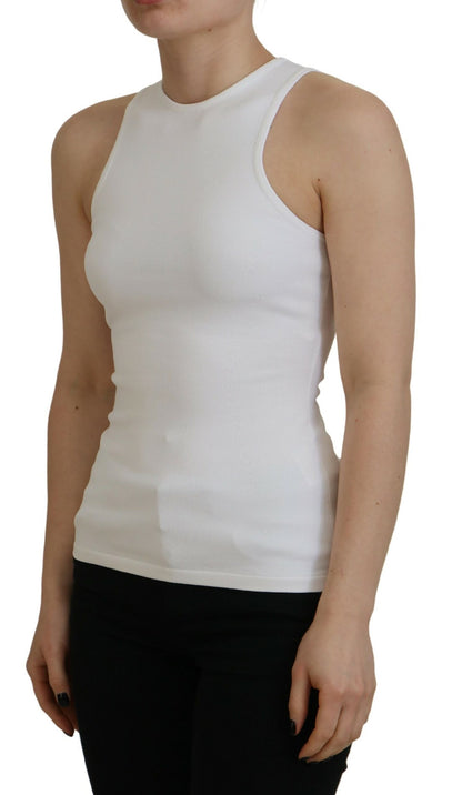 Camiseta sin mangas con cuello redondo de viscosa blanca de Dsquared²