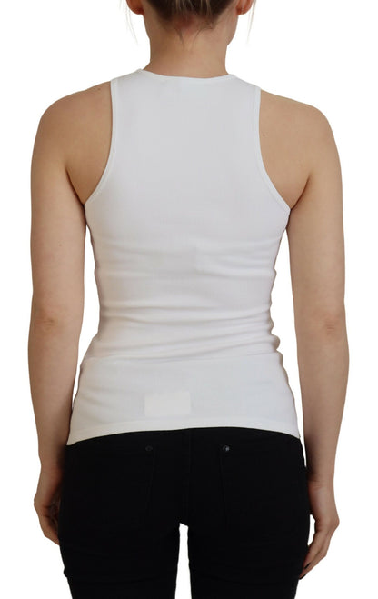 Camiseta sin mangas con cuello redondo de viscosa blanca de Dsquared²