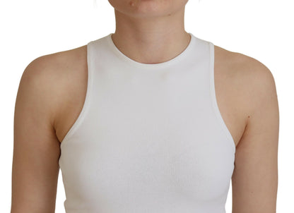 Camiseta sin mangas con cuello redondo de viscosa blanca de Dsquared²