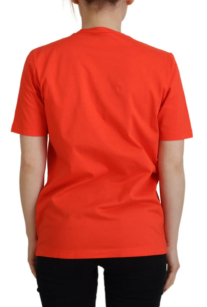 Camiseta de cuello redondo con icono East Tee de algodón brillante naranja de Dsquared²