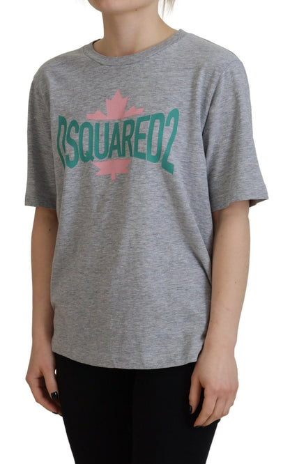 Camiseta de manga corta con cuello redondo y logotipo gris de algodón de Dsquared²