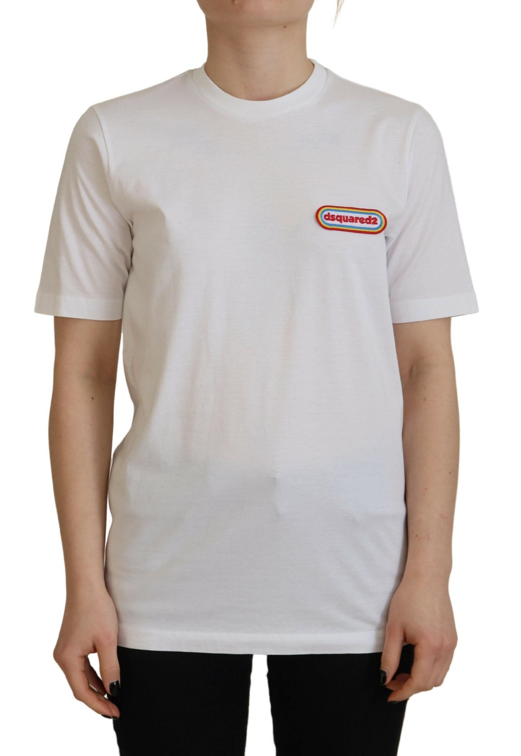 Camiseta de manga corta con cuello redondo y parche del logotipo en color blanco de Dsquared²