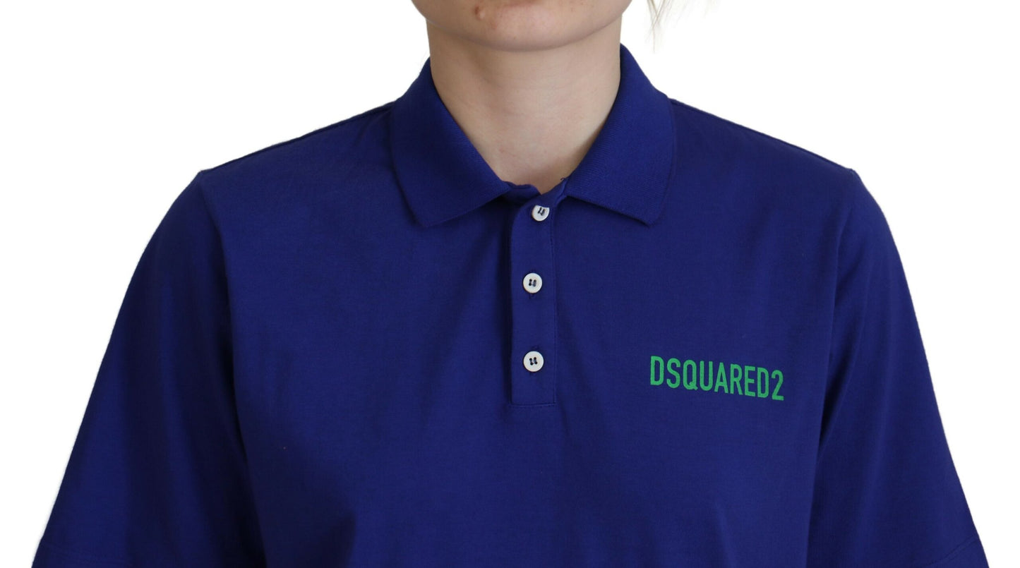 Camiseta polo de manga corta con cuello azul y textos de Dsquared²