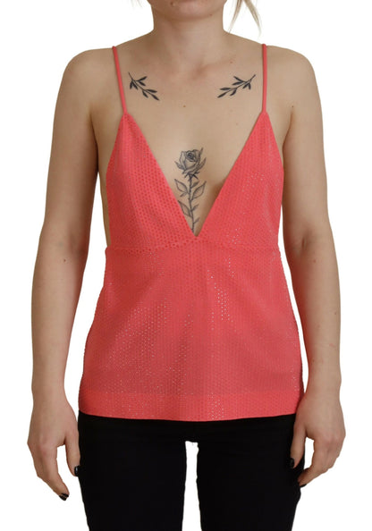 Top de tirantes finos sin mangas con escote en V en color rosa de Dsquared²