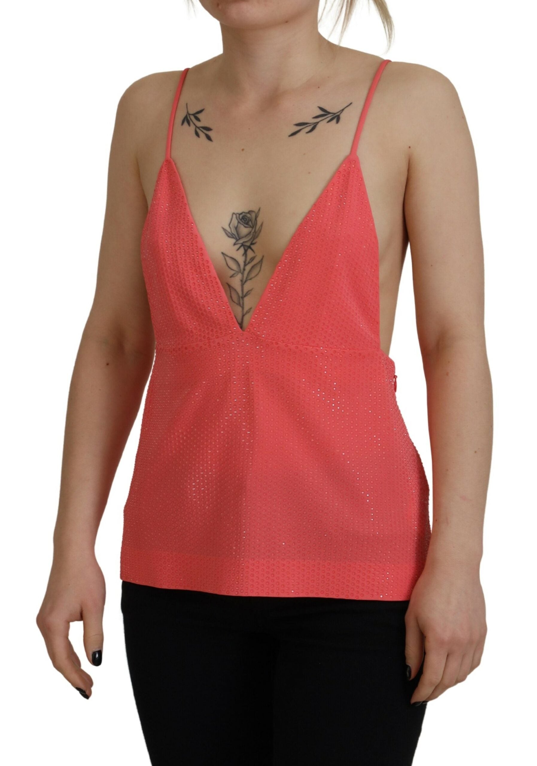 Top de tirantes finos sin mangas con escote en V en color rosa de Dsquared²