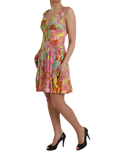 Vestido de seda con estampado floral multicolor de Dolce &amp; Gabbana