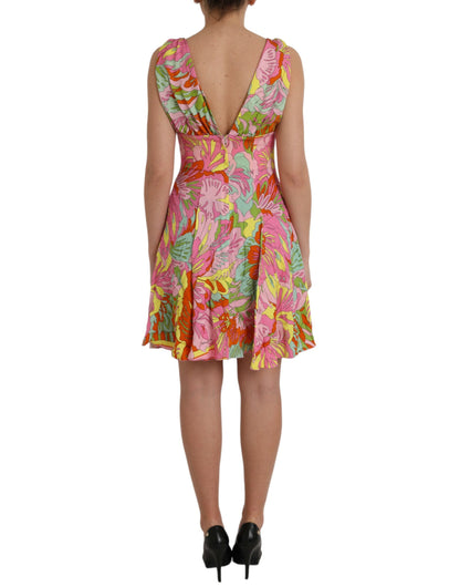 Vestido de seda con estampado floral multicolor de Dolce &amp; Gabbana