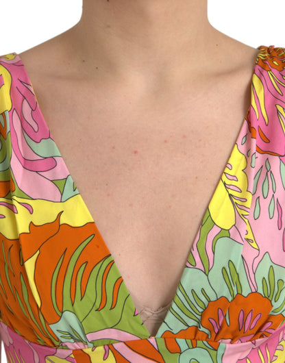 Vestido de seda con estampado floral multicolor de Dolce &amp; Gabbana