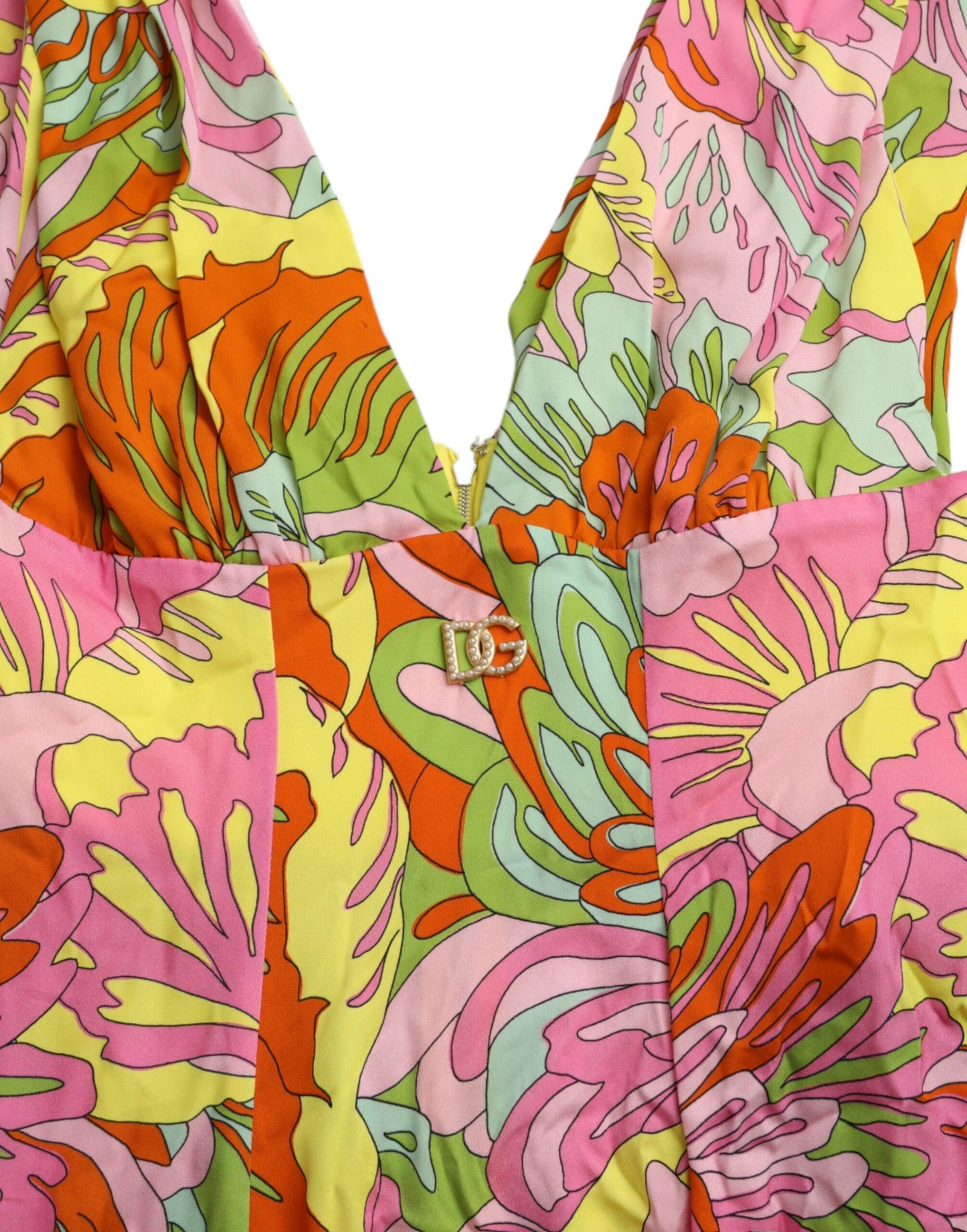 Vestido de seda con estampado floral multicolor de Dolce &amp; Gabbana