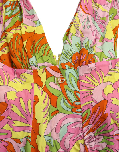 Vestido de seda con estampado floral multicolor de Dolce &amp; Gabbana